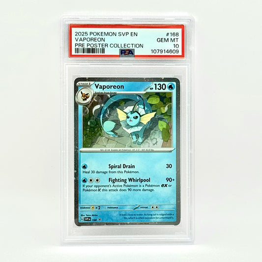 Vaporeon cosmic holo 168 pre poster collection psa graded 10